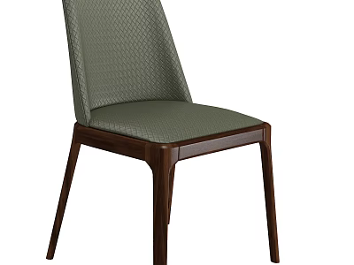 Modern Dining Chair With Textured Gray Upholstery And Dark Brown Wooden Legs 3d model