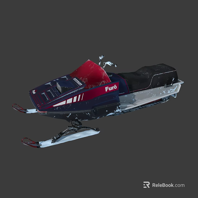 Puro Snowmobile With Red And Blue Exterior Black Seat And Ski Base Design 3d model 