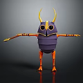 Fictional Insectoid Character Featuring Yellow Horns Purple Segmented Body And Orange Limbs In Standing Pose