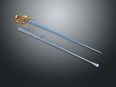 Officer Sword Long Sword Sheath Sword Samurai Sword Samurai Sword Accessories Soldier Sword Knight Sabre 3d model