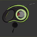 Green And Black Retractable Dog Leash With Ergonomic Handle And Metal Hook