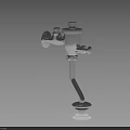 Silver Metal Faucet with Modern Design Control Knobs Curved Spout and Stable Base