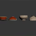 Household Ceramic Bowls And Dishes In Various Colors With Decorative Patterns
