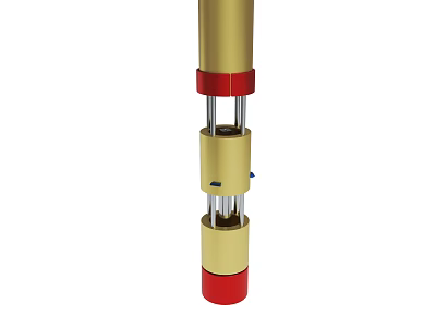 Gold And Red Cylindrical Industrial Mechanical Component With Multi Ring Structure 3d model