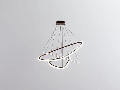 Modern Double Ring Chandelier With Wooden Frame And LED Lighting For Contemporary Interior 3d model