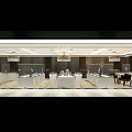 Modern Elegant Sales Office Interior Design With Glass Display Cases And Agate Slices