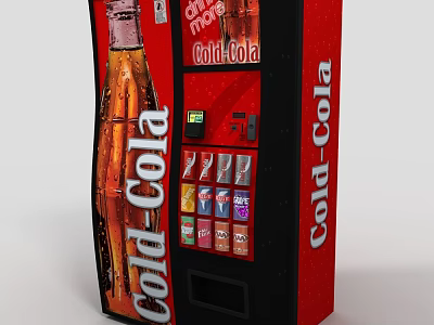 Coca-Cola Commercial Vending Machine For Soda Drinks With Red Branded Exterior Design 3d model