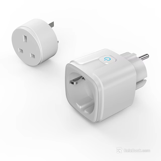 White Electrical Plug Converter With On Off Switch And Multiple Sockets 3d model 