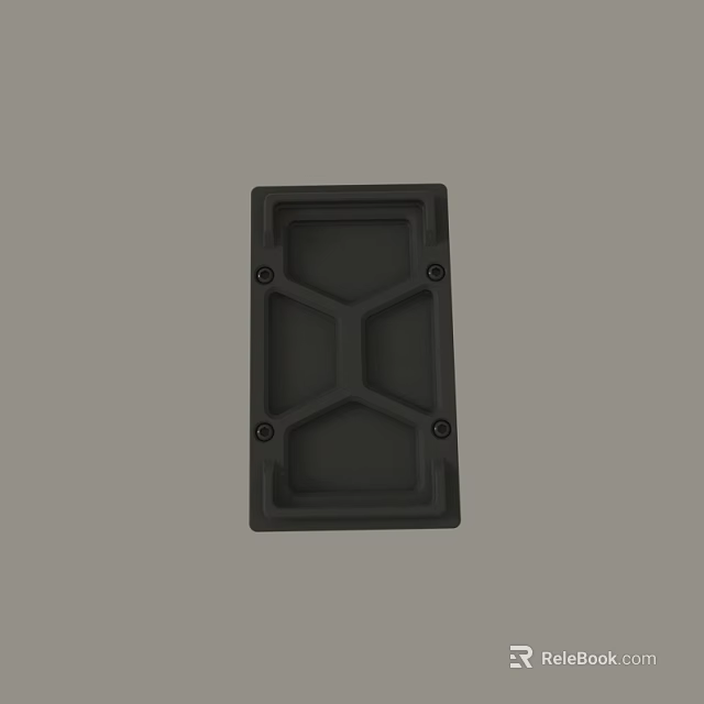 Black Rectangular Panel With Cross Structure And Corner Screw Holes 3d model 