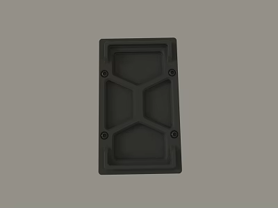 Black Rectangular Panel With Cross Structure And Corner Screw Holes 3d model