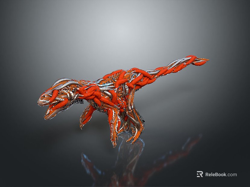 Alien creature futuristic creature metallic skeletal anatomy texture