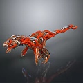 Mechanical Dinosaur Character In 3D Model With Red And Silver Metal Structure Design 3d model