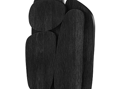 Modern Abstract Black Wooden Sculpture With Irregular Shapes For Home Decor 3d model