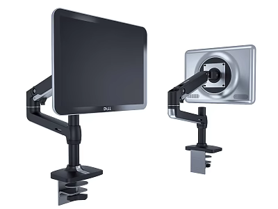 Iron Art Dual Monitor Bracket Adjustable Desktop Mount Black Silver Design 3d model