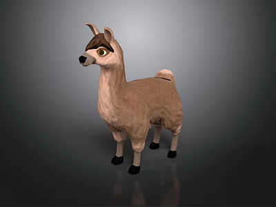 Cute Beige Llama Stuffed Toy With Soft Texture For Home Decoration 3d model