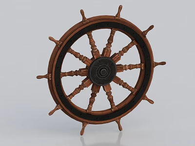 Wooden Ship Wheel Decorative Ornament For Home Decor Accent Piece 3d model