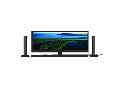 Modern Television With Scenic Landscape Screen And Side Speakers For Home Entertainment 3d model