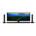 Modern Television With Scenic Landscape Screen And Side Speakers For Home Entertainment