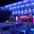Bright Stage Setup With Blue Lights Round Steps And Performance Lighting Effects 3d model