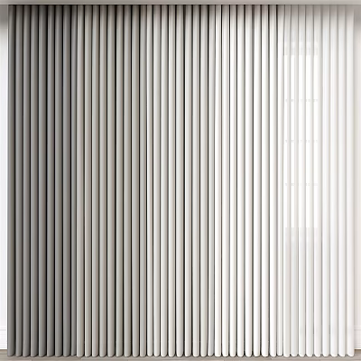 Modern Vertical Curtains In Grey And White Tones For Home Window Decoration 3d model