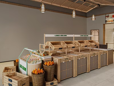 modern supermarket shelves 3d model
