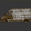 Old Rusty Van With Weathered Exterior And Rust Patches On Body Surface