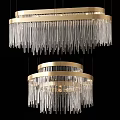 Elegant Modern Crystal Chandelier with Gold Circular Frame and Hanging Crystal Pendants