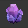 Shiny Purple Polyhedral Crystal Cluster With Geometric Shapes On Dark Surface