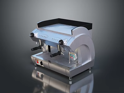 Professional Espresso Coffee Machine With Silver Metal Body Black Top And Handles 3d model