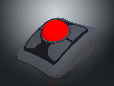 Modern Black Square Household Item With Red Circular Button And Smooth Surface 3d model