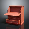 Red Wooden Clothing Storage Cabinet With Flip Top And Drawer Design