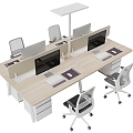 Modern Simple Desk and Chair Combination Workplace Computer 3d model