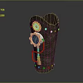 Brown Leather Sheath With Golden Decoration Green Gemstone And Rivets For Daily Use