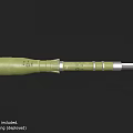 Military Weapon Featuring Rifle With Wooden Stock And Green Artillery Shell