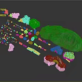 3D Terrain Elements Including Mountain Rocks Trees Bridges And Small Structures