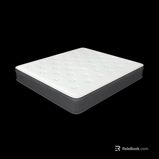 Comfortable White Mattress With Quilted Surface And Gray Border Design 3d model