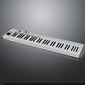 White Digital Electronic Keyboard With Black Piano Keys And Control Panel