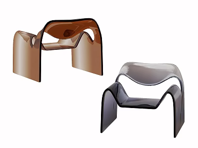 Modern Acrylic Leisure Chairs With Sleek Curved Design In Brown And Gray 3d model