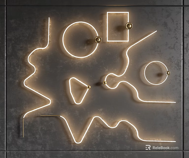 Modern Geometric Shapes Wall Lights With LED Luminous Design On Dark Wall 3d model 