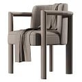 Modern Solid Wood Frame Cozy Upholstered Dining Armchair With Stylish Geometric Pattern Decorative Throw Blanket