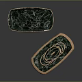 Display Cabinet Shelves Featuring Green Marble Surface Gold Metal Frame Intricate Patterns And Spiral Ornament