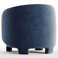 Navy Blue Modern Single Sofa With Rounded Arms And Comfortable Velvet Seat