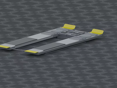 Industrial Material Handling Equipment Pallet With Gray Metal Structure And Yellow Ends 3d model