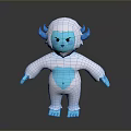 Game Cartoon Character With White Body Blue Horns Face Heart Shaped Belly And Blue Limbs