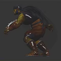 3D Rendered Orc Character With Green Skin Helmet Armor And Wrist Guards In Battle Stance