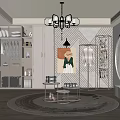 Modern Closet Interior With Wardrobes Clothes Rack Mirror And Round Rug