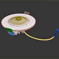 White Round Computer Cooling Fan With Green Mounts And Connecting Cable 3d model