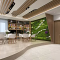 Colorful Casual Area with Dance Figures on Wall White Chairs Table and Bookshelf