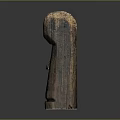 Rustic Wooden Stone Pillar With Natural Texture And Metal Ring Detail