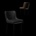 Modern Diamond Quilted Gray And Beige Leather Dining Chairs With Black Legs